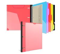 INFUN Telescoping Project Organizer Binder,13 Pocket, Customizable Front Cover, 5 Colors Pocket Divider and Plastic Binder Pocket，225 Sheet Capacity-Red