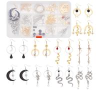 INFUNLY 1 Box 10 Pairs DIY Snake Earring Making Kit Gold Silver Earring Making Kit Crystal Star Moon Dangle Earrings Making Kit 10 Styles Snake Theme Charms for Women Adults Bridesmaid Halloween Decor