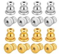 INFUNLY 10 Pair/20pcs Silver Gold Bullet Earring Backs Locking Earring Backs for Studs Plated Secure Earring Backs Replacements Earring Pierced Backs Stoppers for Studs Droopy Ears Sensitive Ears