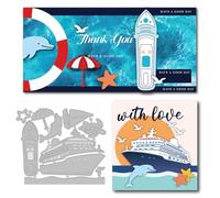 INFUNLY 10 Pcs Boat Die Cuts Cruise Ships Die Cut for Card Making Sailing Boat Embossing Templates Speedboat Metal Cutting Dies Sea Animal Frame Dies Cut for DIY Scrapbooking Photo Album Craft