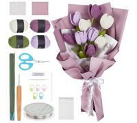 INFUNLY 10 Pcs Tulip Crochet Kits for Beginners Complete Flower Crochet Kits for Adults Kids Starters with Instruction and Video Tutorials Crochet Kit Gift for Mother's Day Wedding Birthday