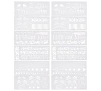 INFUNLY 12 Pcs Fish Scale Stencils for Paint 2.1x5.3 Fishbone Hollow Drawing Templates Fishes Skeleton Lure Stencil Kit Reusable Fishing Lure Airbrush Stencil for Custom Baits Fishing Gear DIY Craft
