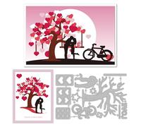 INFUNLY 12 Pcs Loving Couple Die Cuts Couples Cutting Dies Love Tree Metal Die for Card Making Valentine's Day Carbon Steel Dies Cuts Bike Embossing Stencils for DIY Scrapbooking Photo Album Craft