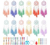 INFUNLY 12 Set Boho Small Dream Catchers Bulk DIY Mini Dream Catcher Kit Double Winding Make Your Own Dream Catcher Kit for Adults with Instruction for Bag Pendant Car Mirror Decor Backpack Charm