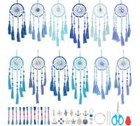 INFUNLY 12 Set Ocean Theme Small Dream Catchers Bulk DIY Mini Dream Catcher Kit Make Your Own Dream Catcher Kit for Adults Keychain Kit with Instruction for Bag Pendant Car Mirror Decor Charm