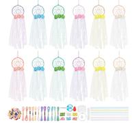 INFUNLY 12 Set Rose Small Dream Catchers Bulk Halloween DIY Mini Dream Catcher Kit Make Your Own Dream Catcher Kit for Adults Keychain Kit with Instruction for Bag Pendant Car Mirror Decor Charm