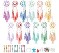 INFUNLY 12 Set Small Dream Catchers DIY Mini Dream Catcher Kit Simple Design Make Your Own Dream Catcher Kit for Adults Keychain Kit with Instruction for Bag Pendant Car Mirror Decor Charm