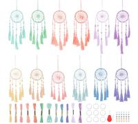 INFUNLY 12Pcs Colorful Mini Dream Catcher Kit DIY Small Dream Catcher Kit with Instructions Make Your Own Dream Kit Bulk Catcher Dream Catcher Keychain Kit for Bag Pendant Car Mirror Bedroom Decor