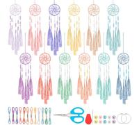 INFUNLY 12PCS DIY Boho Mini Dream Catcher Kit Rainbow Color Small Dream Catcher Kit for Starters Handmade Dreamcatchers with Instruction Wall Hanging Ornament for Home Bedroom Christmas Craft Gift