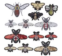 INFUNLY 13PCS Sequin Bee Patch Bumblebee Iron on Patch Applique Insect Embroidered Patches Sew on Bees Patches Badge Motif Applique Decoration for DIY Clothes T-Shirt Jeans Jacket Pillow Bag