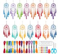 INFUNLY 15 Set DIY Small Dream Catcher Kit Rainbow Colors Round Mini Dream Catcher Kit Handmade Dreamcatcher Kit with Instructions Boho Hanging Ornament Making Kit for Bedroom Car Mirror Keychain Bag