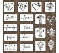 INFUNLY 15pcs Christian Stencils for Painting 5.9" Bible Verse Stencils 7.8x3.9 Religious Cross Drawing Stencil Motivational Quotes Saying Template for Farmhouse Wood Canvas Wall Paper Home Decor