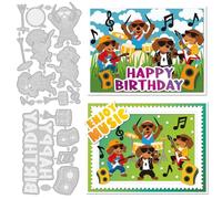 INFUNLY 15Pcs Rock Dogs Cutting Die for Card Making Dachshund Birthday Die Cuts Musical Notes Metal Cutting Die Drum Audio Embossing Stencil for DIY Scrapbooking Crafts Album Decor 4.1x6.6 Inch