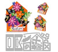 INFUNLY 16Pcs 3D Butterfly Box Die Cuts Flowers Cutting Dies Pop Up Bouquet Metal Die Cuts for Card Making Layered Embossing Templates for DIY Scrapbook Paper Craft Album Decorative Gift
