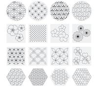 INFUNLY 16PCS Geometric Sashiko PET Template 5.5"×5.5" Plastic Sashiko Stencils for Hand Quilting Drawing Line Embroidery Templates Square Sashiko Embroidery Stencils for Hand Sewing Lovers