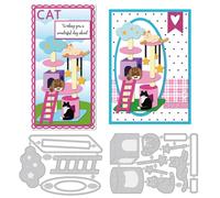 INFUNLY 17Pcs Cat Tree Cutting Dies for Card Making 3D Pop Up Carbon Steel Kitten Scrapbooking Dies 3.4x5 Inch/8.6x12.7cm Star Metal Dies Cuts for DIY Crafts Album Decor