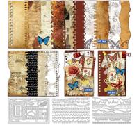 INFUNLY 18pcs Vintage Border Cutting Dies for Card Making Lace Banner Label Die Cuts Postage Stamp Metal Cutting Dies Retro Frame Embossing Stencil for DIY Scrapbooking Crafts Album Paper Card Decor