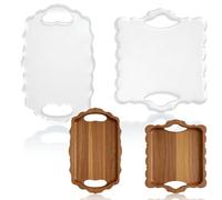 INFUNLY 2 Pcs Acrylic Handle Tray Router Template Clear Wave Edge Router Template 11x7.5 Rectangle Carving Templates Curvy Tracing Stencils Router Guide Tool for DIY Craft 5 MM Thick