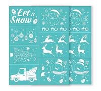 INFUNLY 2 PCS Christmas Sign Self-Adhesive Silk Screen Printing Stencils 8.5x11 Inch Reusable Mesh Transfer Stencils Christmas Tree Snowman Santa Chalk Paste Paint Stencils for Painting Home Decor