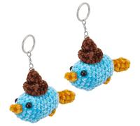 INFUNLY 2 Pcs Handmade Crochet Platypus Keychain Knitted Platypus Charm Mini 5.6 Inch/14.2 cm Blue Platypuses Plush Key Ring for Bag Car Key Purse Phone Charm Women Birthday Gifts