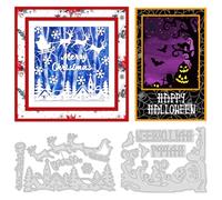 INFUNLY 2 Set Christmas Snowflake Cutting Dies for Card Making Deer Die Cuts Bat Pumpkin Metal Cutting Dies Santa Claus Text Embossing Stencil for DIY Scrapbooking Crafts Album Paper Photo Decor