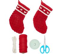 INFUNLY 2 Set DIY Christmas Stocking Macrame Kit for Beginners with Video Tutorial and Instructions Handmade Woven Christmas Stocking Kit Stocking Macrame Hanging Ornaments for Wall Hanging Home Decor
