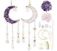 INFUNLY 2 Set DIY Moon Crystal Suncatcher Kits Boho Hanging Window Sun Catcher Kit with Instructions Crystals Bulk Rainbow Light Catchers Kit Gemstone Beads Suncatchers Set for Home Garden Ornament