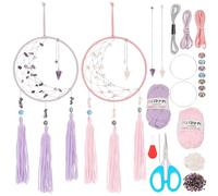 INFUNLY 2 Set Pink Purple Crystal Dream Catcher Kit DIY Moon Dreamcatcher Gemstone Dream Catcher Making Kit with Instruction Make Your Own Wall Hanging for Bedroom Wall Decor Nursery Baby Room Hanging