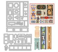 INFUNLY 2 Sheet Postage Stamp Die Cut for Card Making Tickets Frame Metal Die Cuts Lace Postcards Cutting Dies Banner Label Embossing Stencil for DIY Scrapbooking Paper Craft Decor