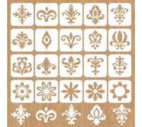 INFUNLY 20 Pack Small Mandala Reusable Wall Stencils 5.9x5.9 Inch/15x15cm Mandala Partial Painting Stencil PET Boho Floral Wall Templates for DIY Crafts Cement Wood Bedroom Accent Decor