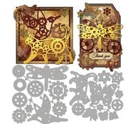 INFUNLY 22pcs Steampunk Gear Animals Die Cuts for Card Making Butterfly Dragonfly Cutting Dies Cat Metal Cutting Vintage Bird Embossing Stencil for DIY Scrapbooking Paper Photo Album Crafts