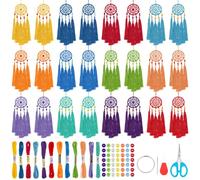 INFUNLY 24 Pcs DIY Small Dream Catcher Kit Dark Colour Dream Catcher Kit 5x13 cm Handmade Dreamcatcher Set for Beginners Hanging Ornament Making Set for Bedroom Car Mirror Keychain Bag