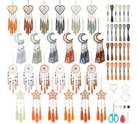 INFUNLY 24 Set DIY Small Dream Catcher Kit Neutral Colors Mini Dream Catcher Kit Star/Moon/Heart/Round Handmade Dreamcatcher Kit with Instructions Hanging Ornament for Bedroom Car Mirror Keychain Bag