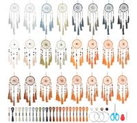 INFUNLY 24 Set DIY Small Dream Catcher Kit Neutral Colors Round Mini Dream Catcher Kit Handmade Dreamcatcher Kit with Instructions Boho Hanging Ornament Making Kit for Bedroom Car Mirror Keychain Bag