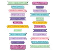 INFUNLY 24pcs Shadow Words Frame Cutting Dies Happy Birthday Words Metal Die Cuts Best Wishes Inspirational Word Die Cuts Embossing for Card Making Birthday Party DIY Craft Scrapbooking