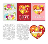INFUNLY 28 Styles Flower Die Cuts Heart Dies for Card Making Heart Cutting Die Metal Template Multi Shaped DIY Craft Embossing Tools for Album Scrapbooking Art Mother's Day Card Making