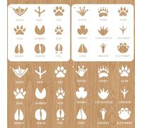 INFUNLY 2Pcs Animal Footprints Stencil 11.8x11.8 Inch/30x30cm Large Reusable Paw Print Stencil DIY Animal Tracks Painting Template for Wall Wood Canvas Furniture Patio Home Decor