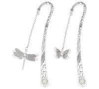 INFUNLY 2pcs Butterfly Luminous Bookmarks Glow in The Dark Bookmark Dragonfly Metal Bookmark Book Page Marker for Women Gift for Book Lover Readers Writers Teachers Students Birthday Graduation