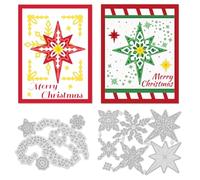 INFUNLY 2pcs Christmas Snowflakes Metal Die Cuts Stars Theme Cutting Die for Card Making Merry Christmas Cutting Dies Snowflakes Stars Metal Embossing Die Cuts for DIY Scrapbooking Album Decorative