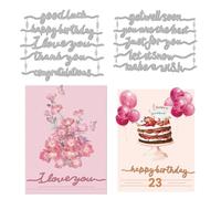 INFUNLY 2PCS Creative Blessing Words Cutting Dies for Card Making Happy Birthday Text Die Cuts I Love You Words Die Cuts Embossing Stencils Template for DIY Scrap-Booking Decor Wedding Birthday Card
