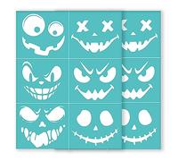 INFUNLY 2PCS Emoticons Self-Adhesive Silk Screen Printing Stencils 8.5x11Inch Facial Expression Reusable Mesh Transfer Halloween Grimace Pumpkin Chalk Paste Paint Stencils for DIY Fabric Painting Home