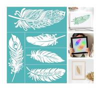 INFUNLY 2pcs Feather Painting Stencil 8x11 Mandala Style Screen Print Stencils Leaf Self Adhesive Silk Screen Stencils Mesh Adhesive Stencil for Home Decor Paint on Wood Fabric Wall Cup Glass Paper