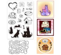INFUNLY 2pcs Heart Silicone Stamps and Die Cutters for Scrapbooking, Embossing, DIY Craft - Multicolour, Plastic & Metal