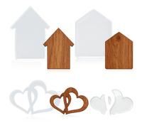 INFUNLY 2PCS House Shape Acrylic Router Template Heart Clear Router Inlay Template 5mm Thick Woodworking Router-Templates Decorative Transparent Curvy Tracing Stencils Guide Tool for DIY Craft