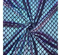 INFUNLY 2PCS Mermaid Scales Fabric 2.19yard x58.27inch Hologram Spandex Fabrics Glitter Stretch Fish Scale Fabric Purple Ocean Mermaids Printed Cloth for Sewing Dress Costume Clothes Decor DIY Crafts