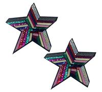 INFUNLY 2PCS Star Sequin Patches 8.5x7.5 Inches Star Sequins Sew On Patches Colorful Sequin Fabric Patches Sew on Clothing DIY Sewing Apparel Accessories for Jeans Jackets Handbag Decor Large Patches