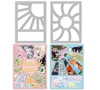 INFUNLY 2pcs Whirl Geometric Cutting Dies for Card Making Rectangle Frame Die Cuts Window Grid Metal Dies Stitched Pinwheel Frame Cut Stencil for DIY Scrapbooking Crafts Album Embossing Decor