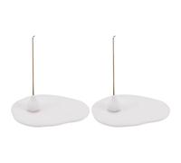 INFUNLY 2PCS White Incense Burner Sticks Ceramics Mosquito Sticks Holder Irregular 5.9X4.9" Incense Holder for Stick with 3mm Hole for Home Office Meditation Yoga Relaxation Pool Side Patio Camping