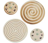 INFUNLY 2pcs Wooden Crystal Grid Board Spiral Geometry Energy Grids Board for Healing 9.8 inches Round Deer Stag Antler Chakra Grid Plate for Altar Yoga Meditation Witchcraft Reiki Ritual Decor