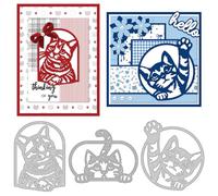 INFUNLY 3 Pcs Cat Window Cutting Dies for Card Making Peeking Cats Die Cuts Cats Looking Out Metal Dies Carbon Steel Animal Cat Embossing Stencil for DIY Scrapbooking Album Paper Crafts